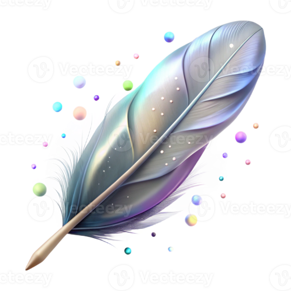 serene traditional Bird Feather with Light Reflection Isolated Element genuine png