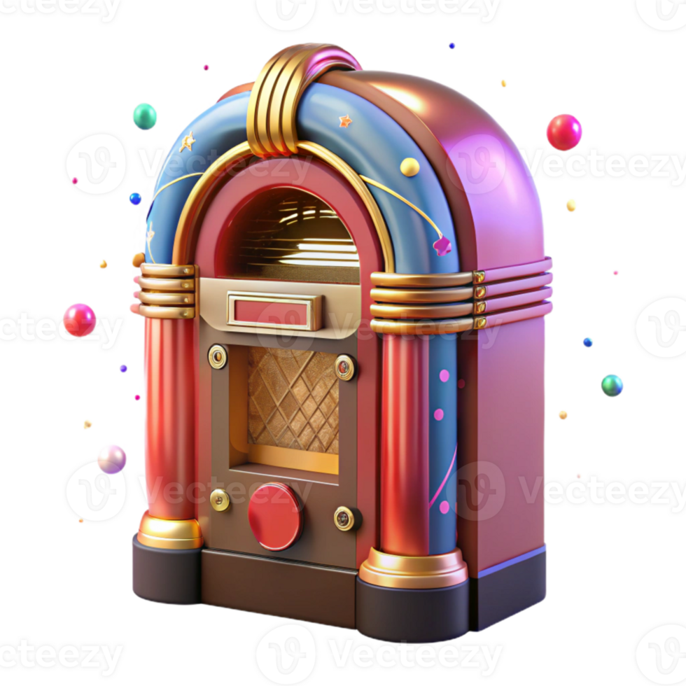 impressive contemporary Classic Jukebox Front View Isolated on Transparent Background high quality png