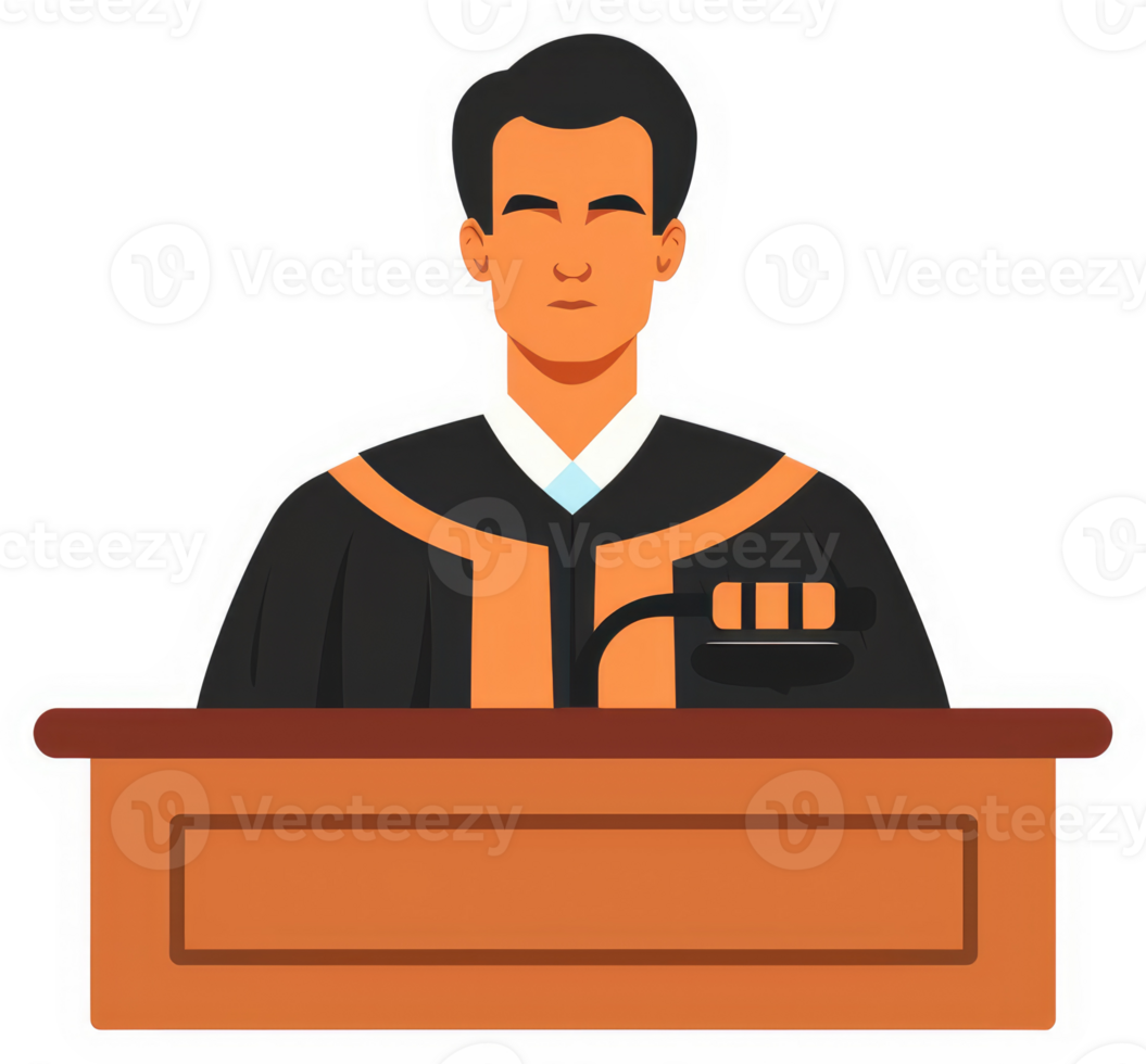 A judge presiding over a court proceeding. png