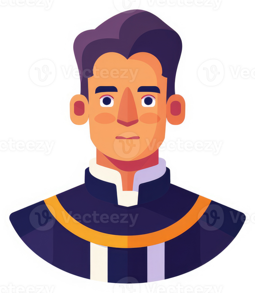 A stylized illustration of a man in academic regalia. png