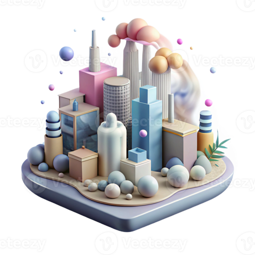 wonderful contemporary Air Pollution Cityscape Isolated with Hazy Effect detailed png