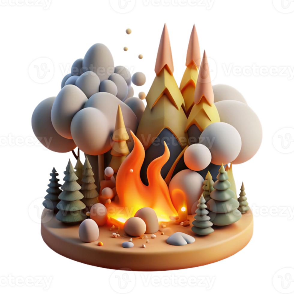wonderful abstract Forest Fire Smoke and Endangered Species Isolated genuine png