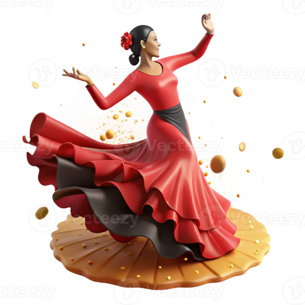 beautiful artistic Flamenco Dancer Silhouette Isolated Dynamic Pose premium png