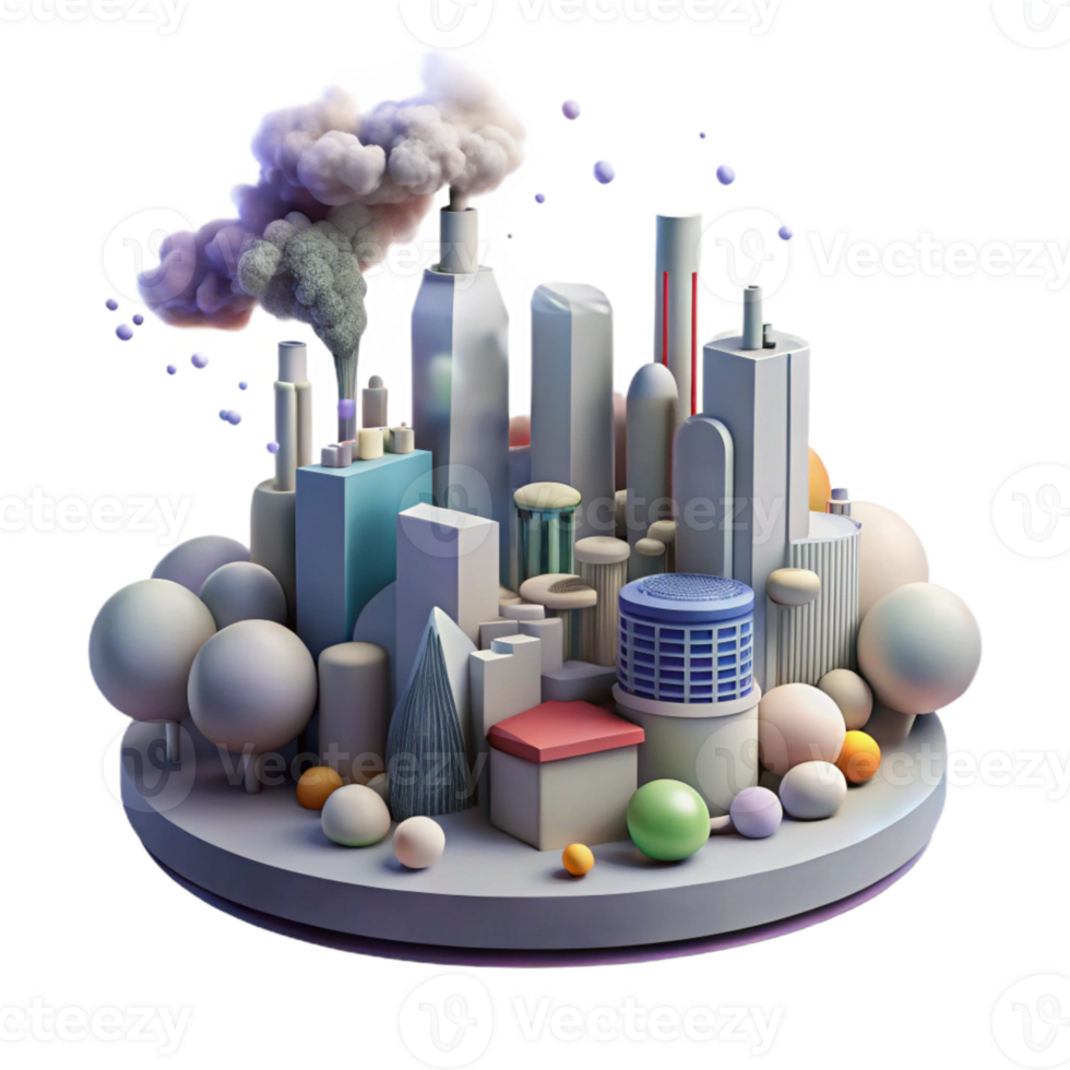 extraordinary classic Air Pollution Cityscape Isolated with Hazy Effect png