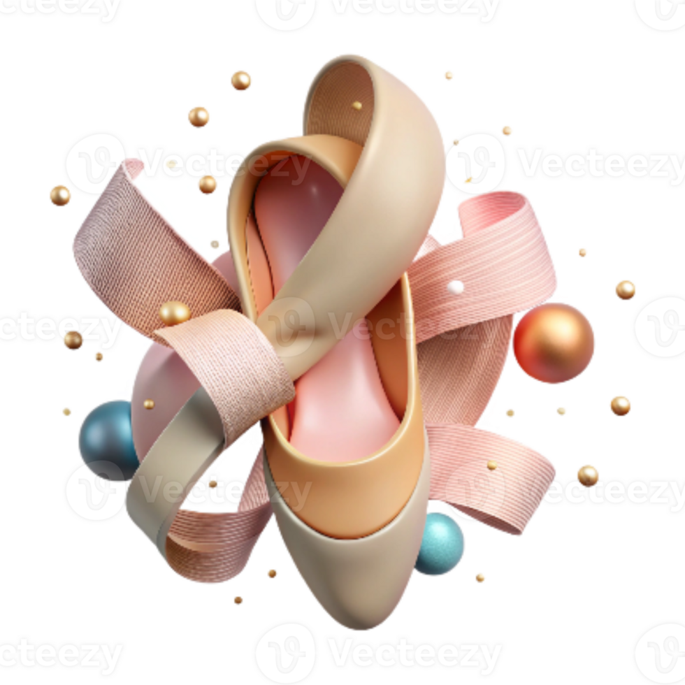 stunning vintage Ballet Pointe Shoe Ribbon Cutout Transparent Background png