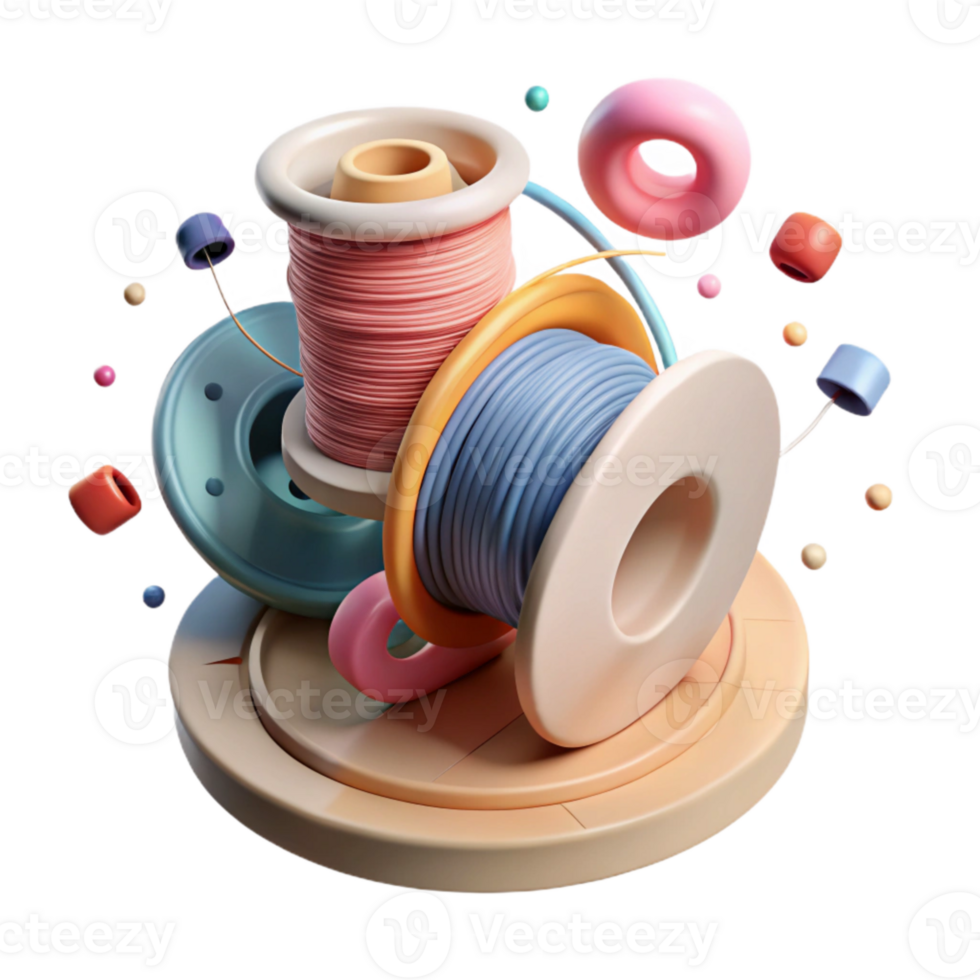 magnificent vintage D Printer Filament Spool Transparent Background original png