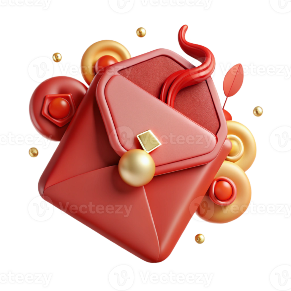 elegant modern Chinese New Year Red Envelope Front View Cutout high resolution png