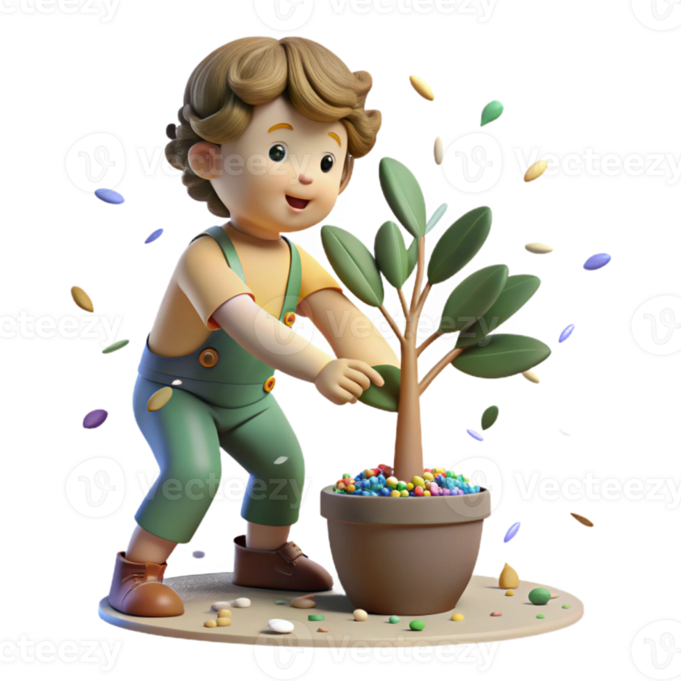 stunning classic Child Planting Tree Sapling Cutout Transparent Background detailed png