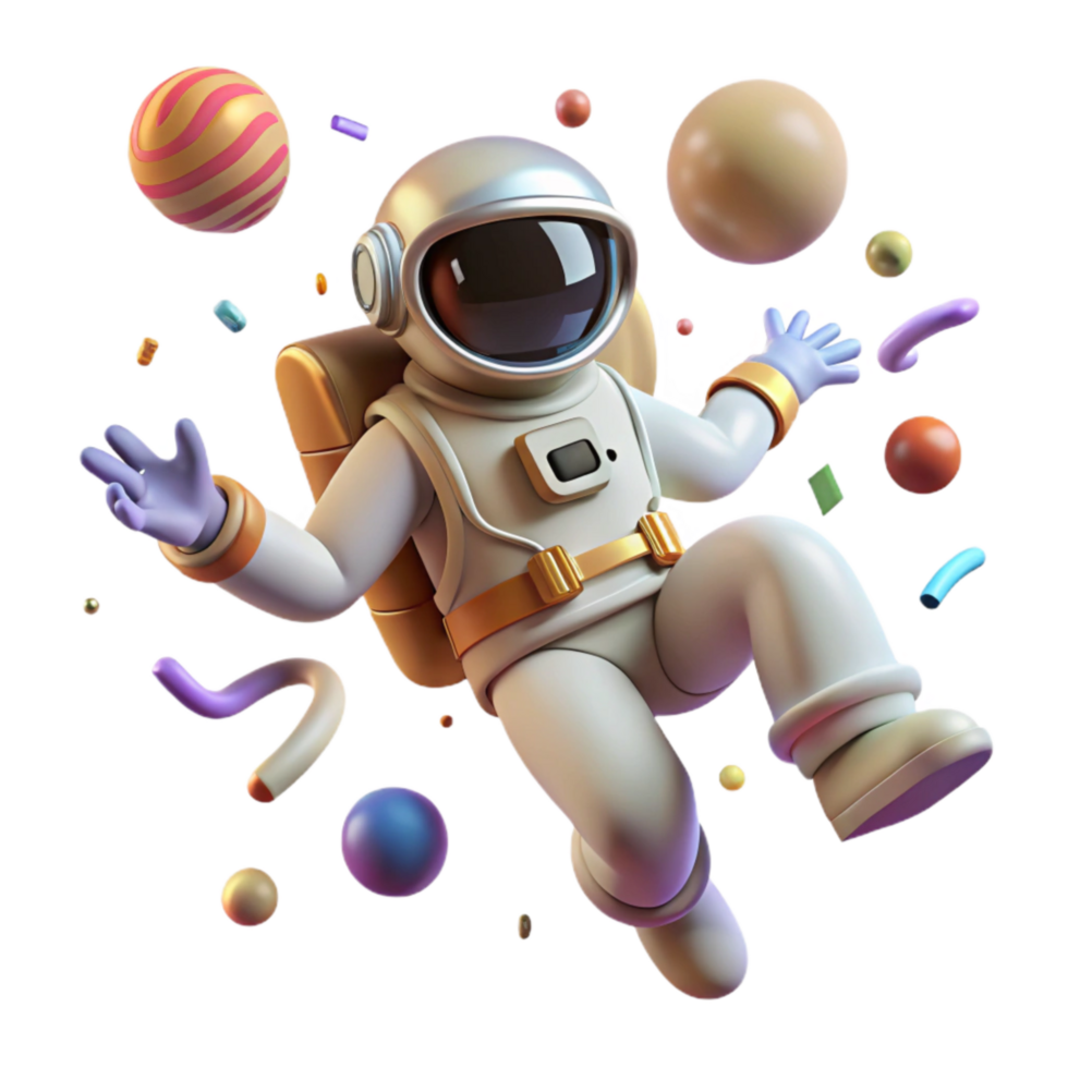 magnificent abstract Astronaut Floating Cutout on Transparent Background detailed png
