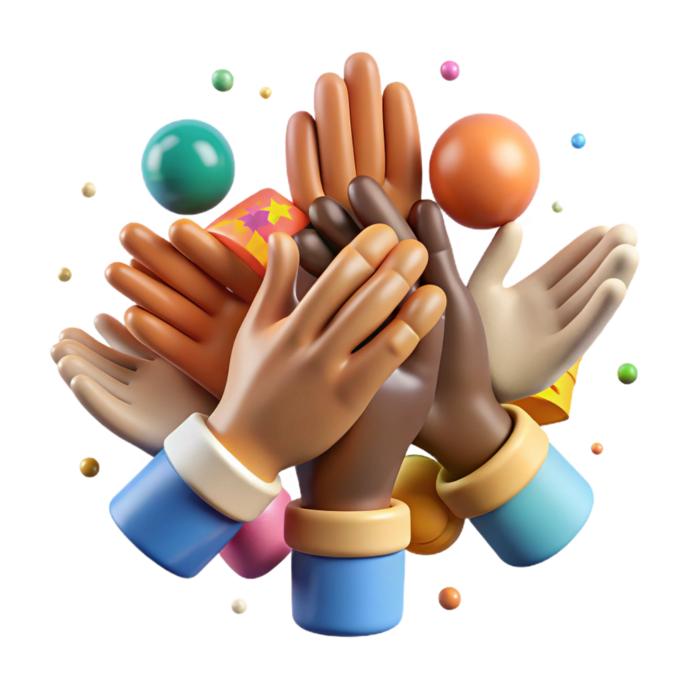extraordinary vintage Diverse Hands Joined Together Cutout Isolated Element high resolution png