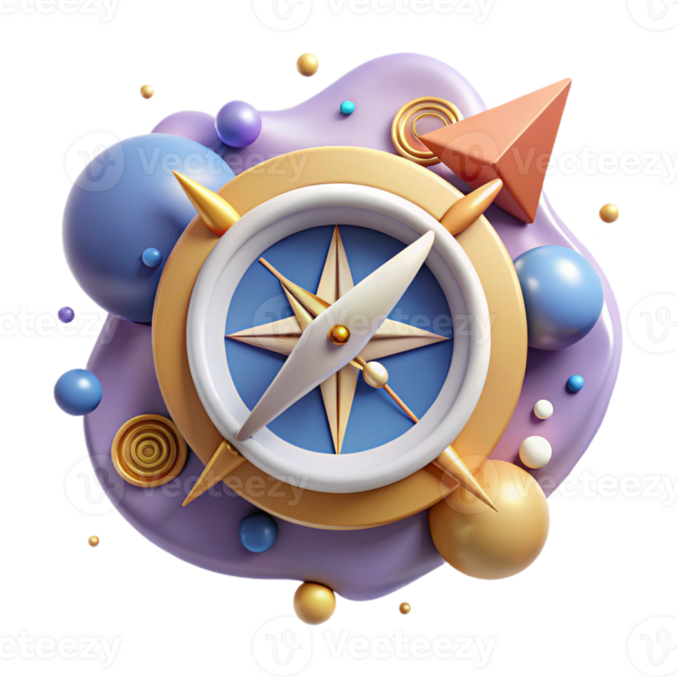 serene artistic Compass Symbol with Directional Arrows Isolated genuine png