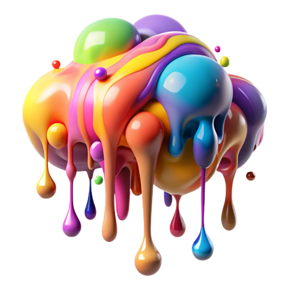 dramatic classic Colorful Paint Drips Cutout Transparent Background premium png