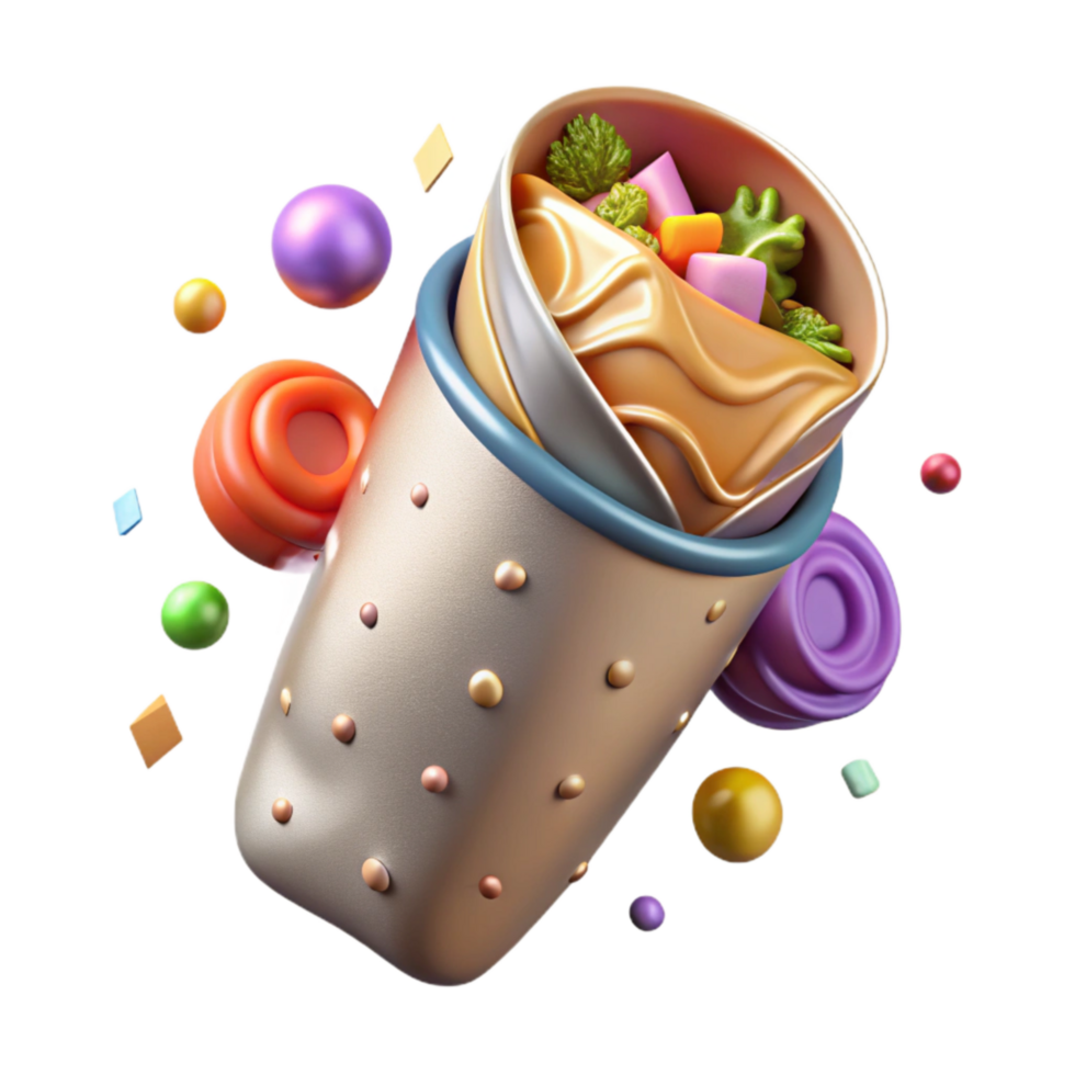 vibrant rustic Burrito Wrapped in Foil Isolated high quality png