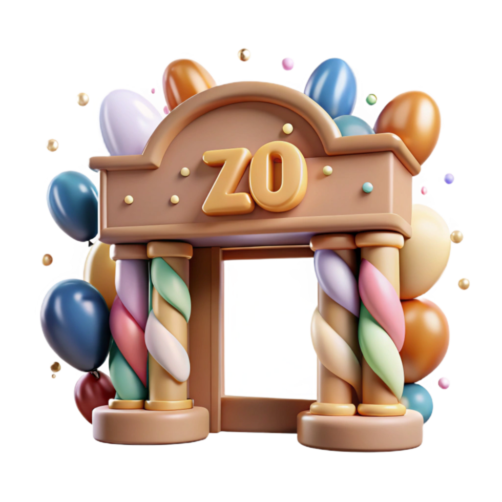 impressive modern Front View of Zoo Entrance Sign Transparent Background original png