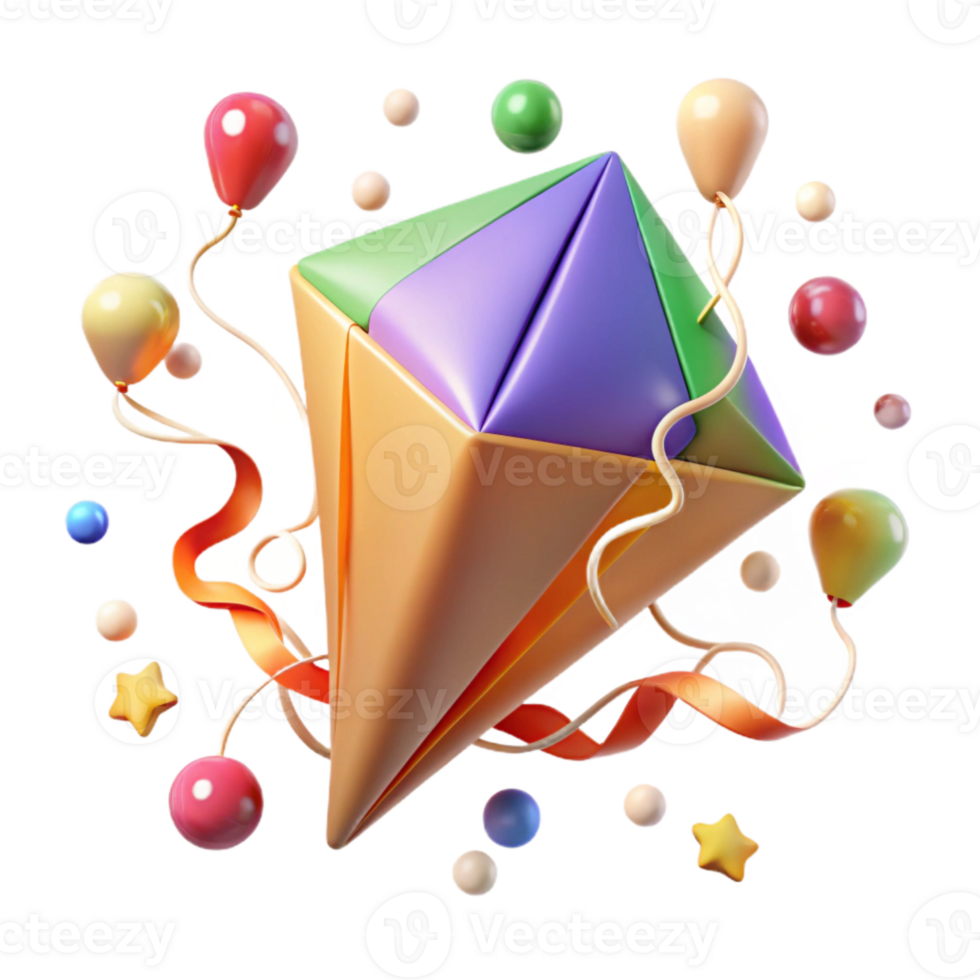 elegant vintage Colorful Kite Flying High Transparent detailed png