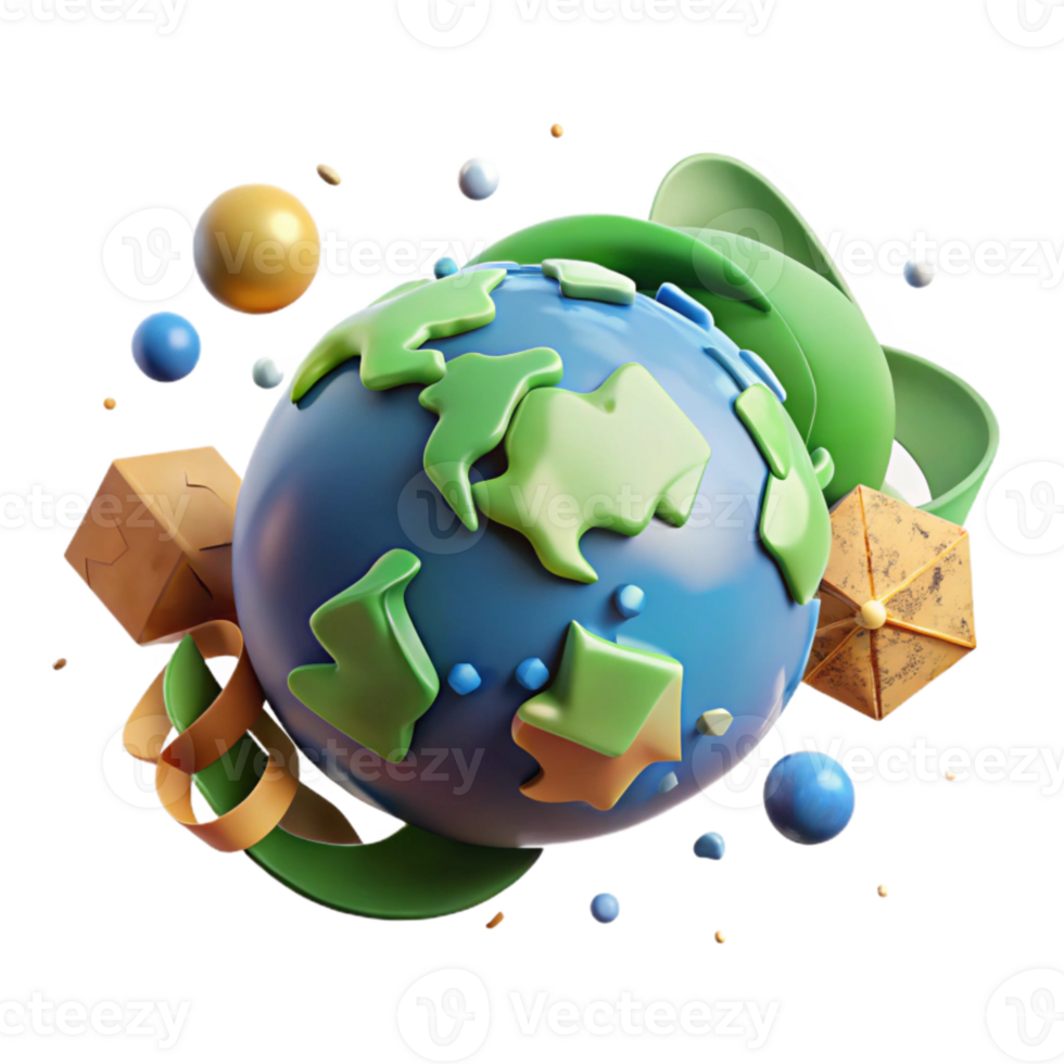 stunning traditional Earth with Recycling Symbol Isolated Element professional png