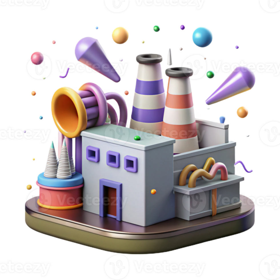stunning contemporary Factory with Noise Pollution Symbols Isolated exclusive png
