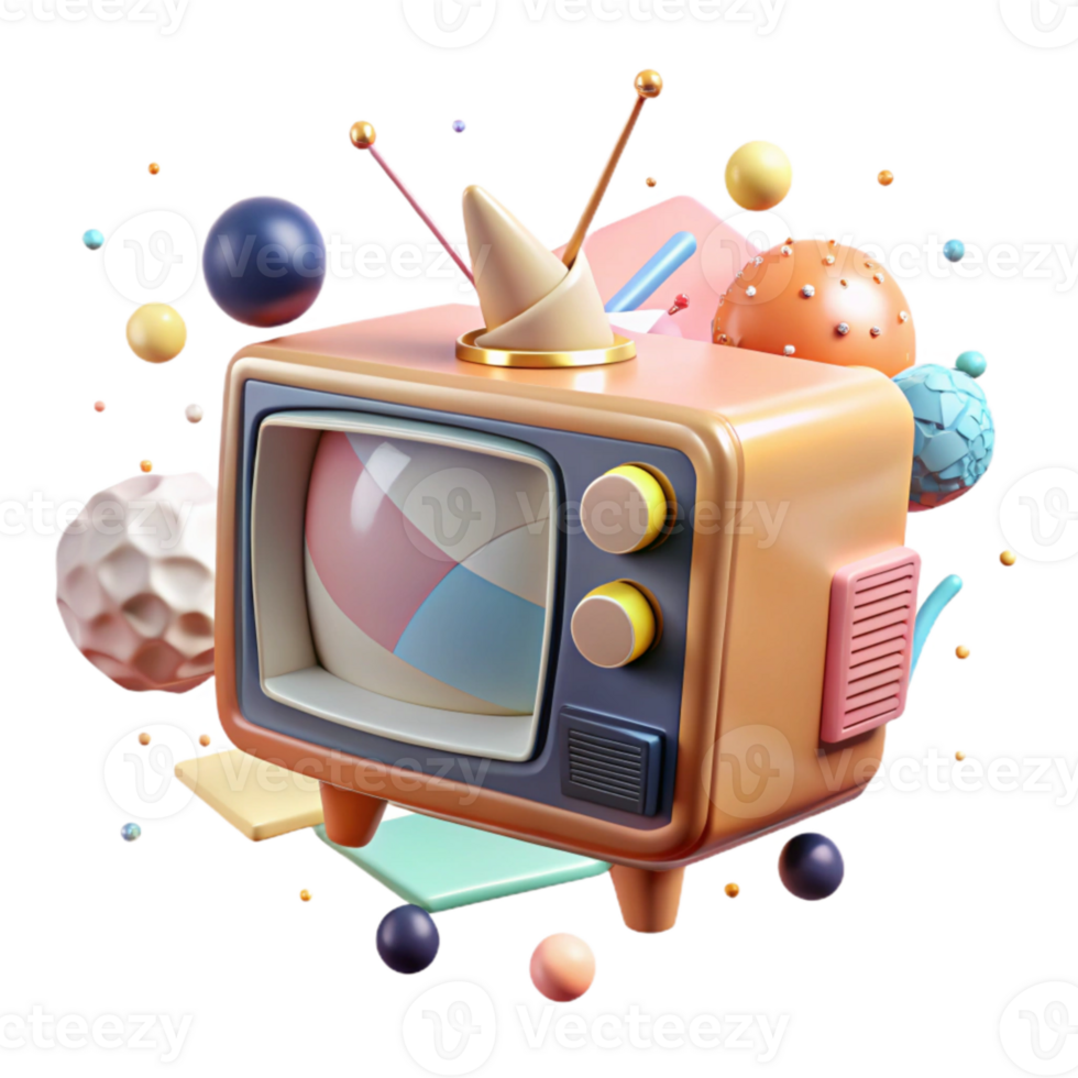 impressive artistic Classic Television Set Side Angle Transparent high resolution png