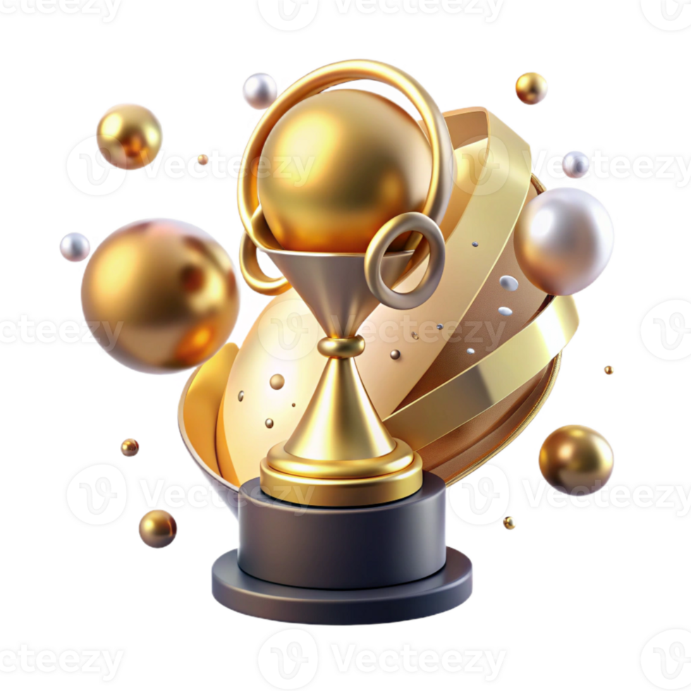 serene minimalist Ballroom Dance Trophy Gleaming Gold Transparent Background Winning Prize authentic png