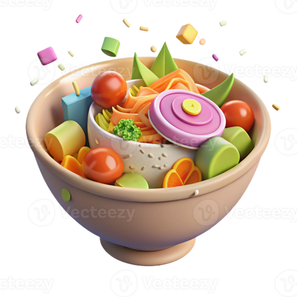 elegant modern Bowl of Colorful Salad with Dressing Transparent Background genuine png