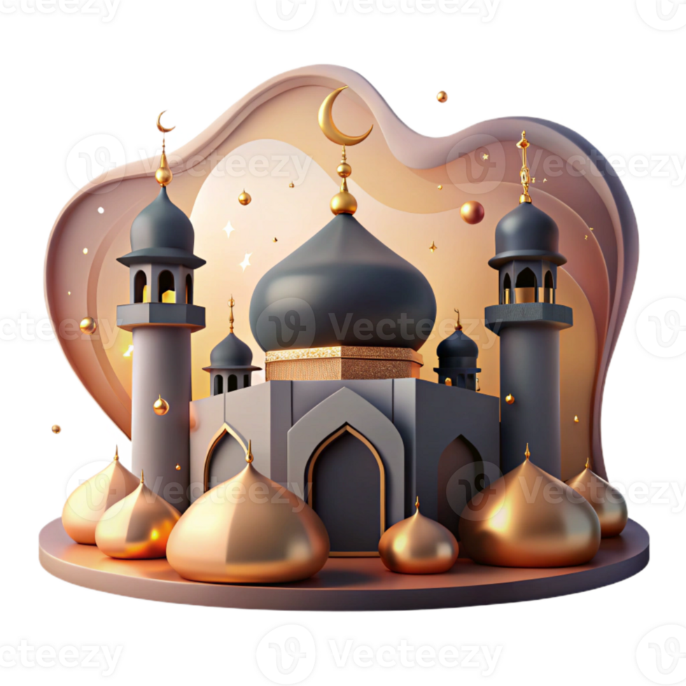 extraordinary traditional Eid Mubarak Mosque Silhouette Sunset Background high quality png