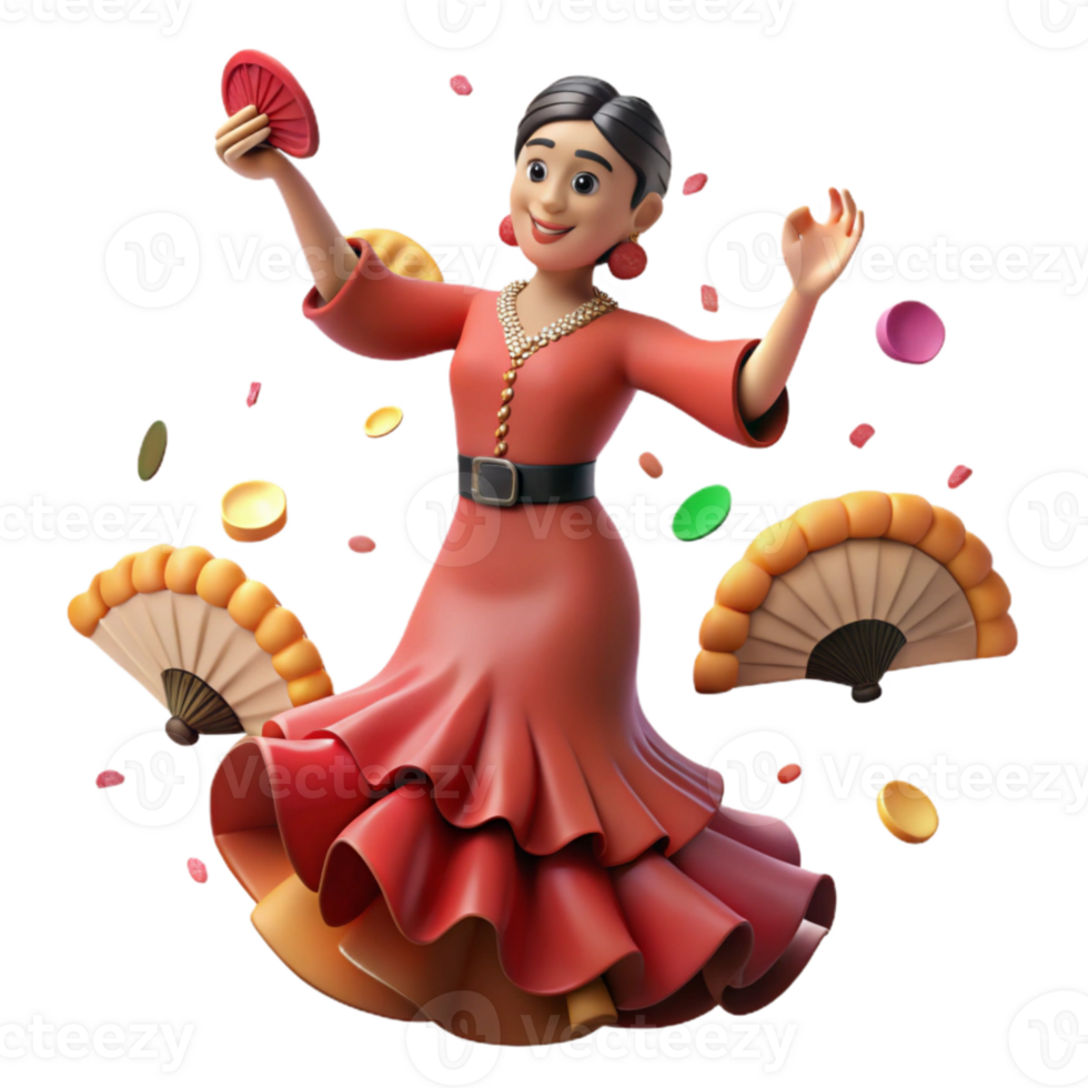magnificent creative Flamenco Dancer with Clicking Castanets Isolated high quality png