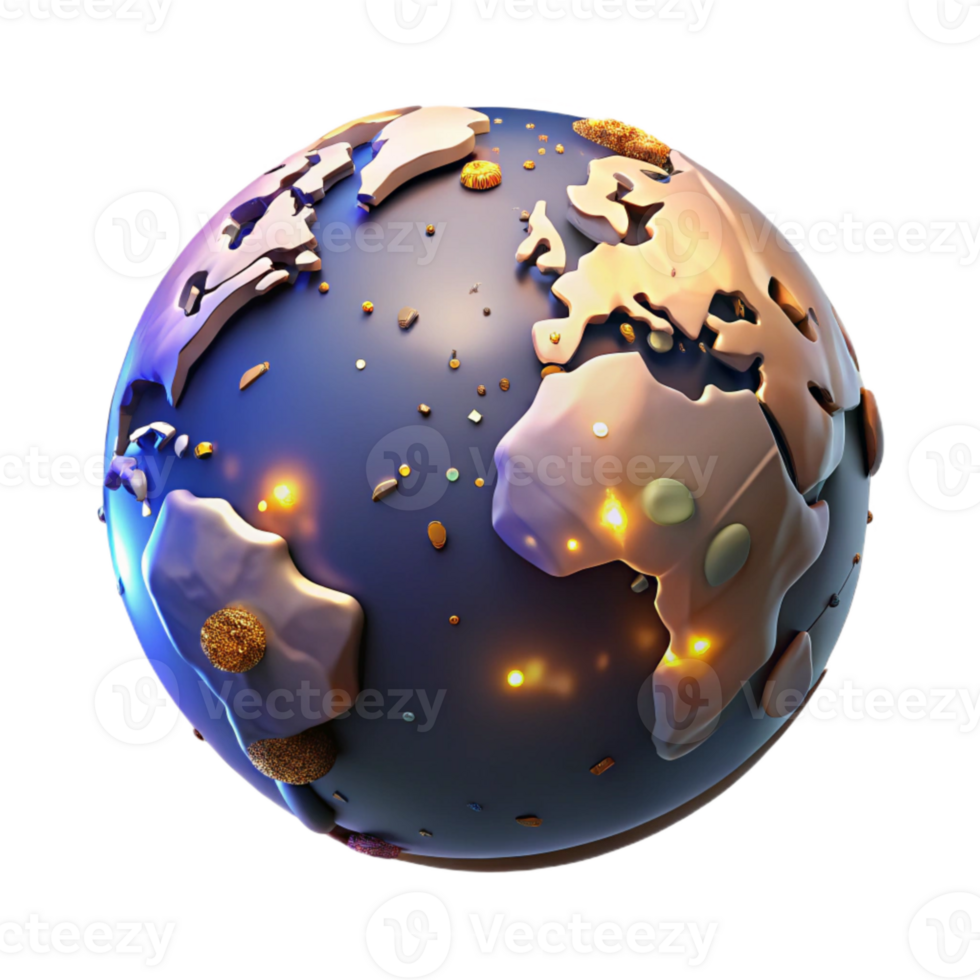 wonderful creative Globe with Glowing Continents Transparent Background original png