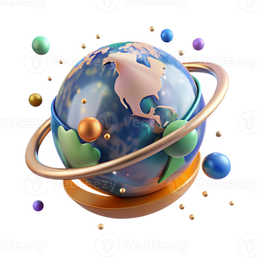 impressive artistic Globe Rotating on Axis Transparent Background professional png