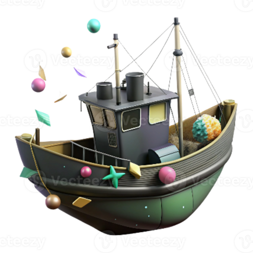 stunning abstract Fishing Boat Silhouette Black Isolated Cutout premium png