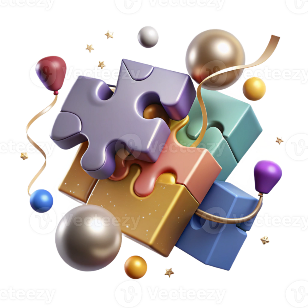 serene modern Abstract Teamwork Puzzle Pieces Isolated Element professional png