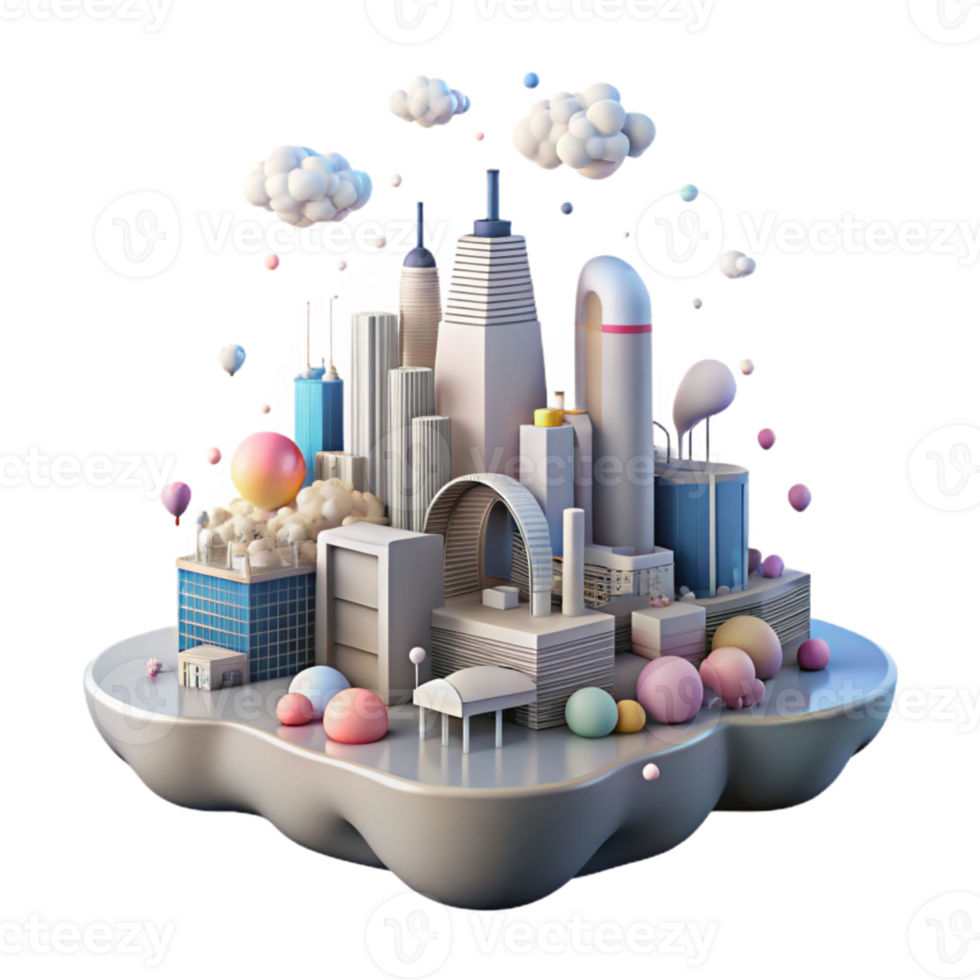 magnificent classic Air Pollution Cityscape Isolated with Hazy Effect high resolution png