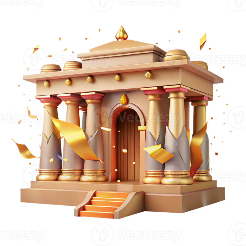 elegant contemporary Ancient Temple Facade Cutout with Warm Lighting genuine png