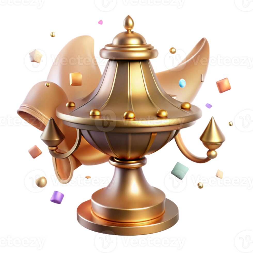 extraordinary rustic Antique Brass Lamp with Soft Lighting Isolated Element exclusive png