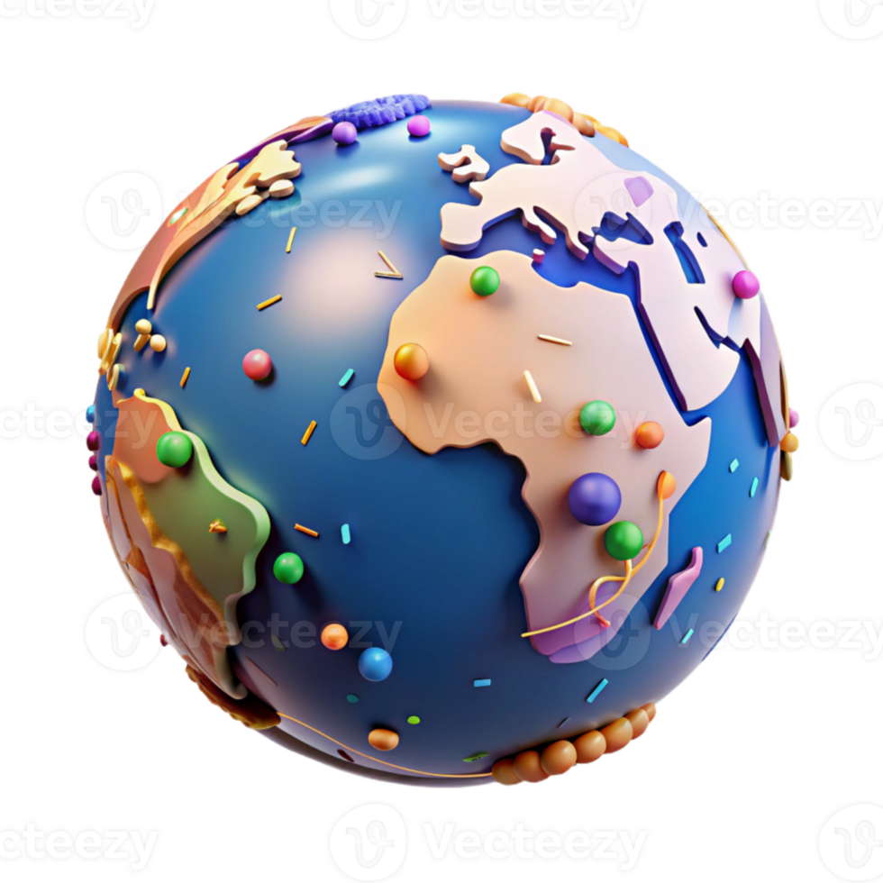 impressive vintage Globe with Continents Highlighted Transparent Background high resolution png