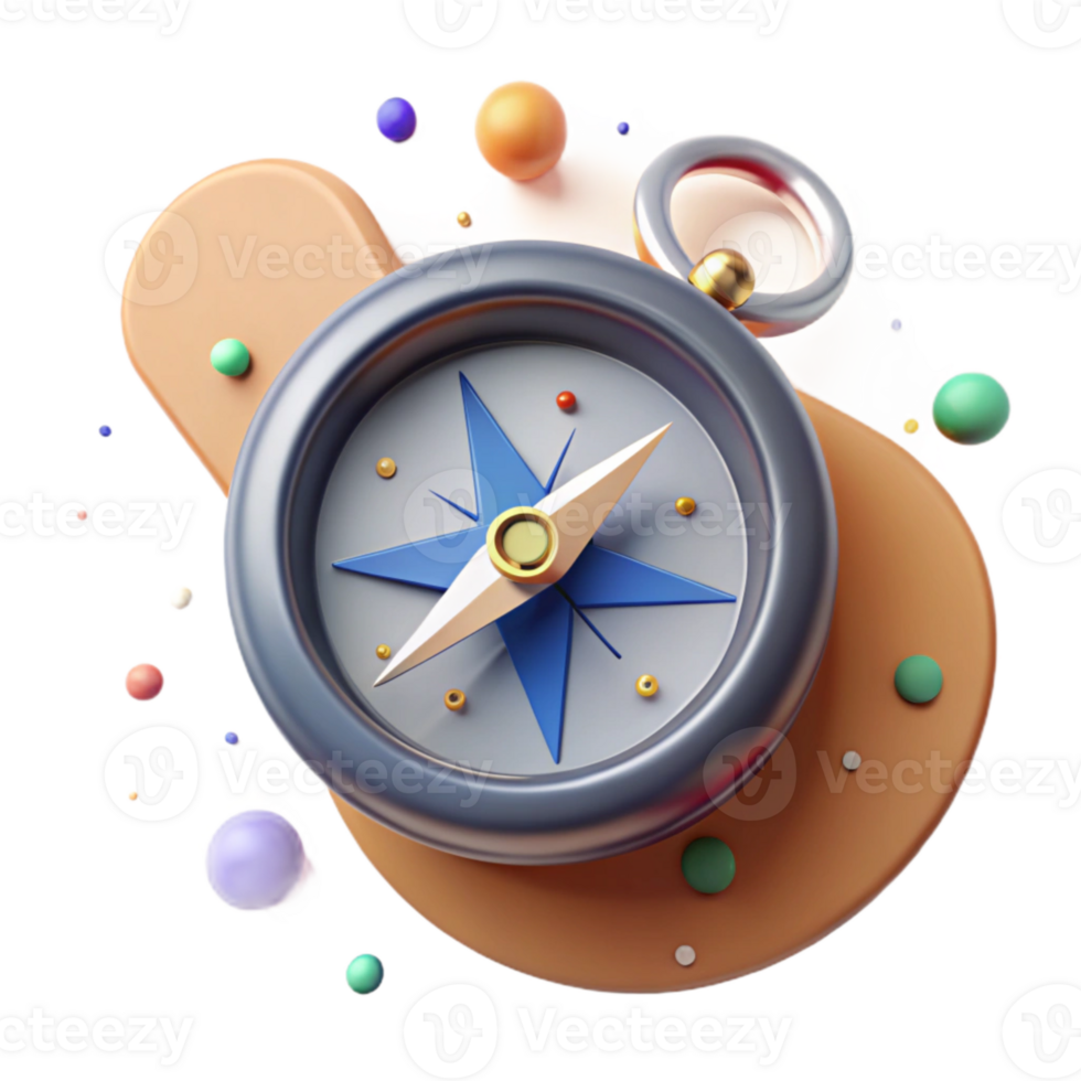 dramatic vintage Compass Pointing North with Transparent Background and Shadow genuine png
