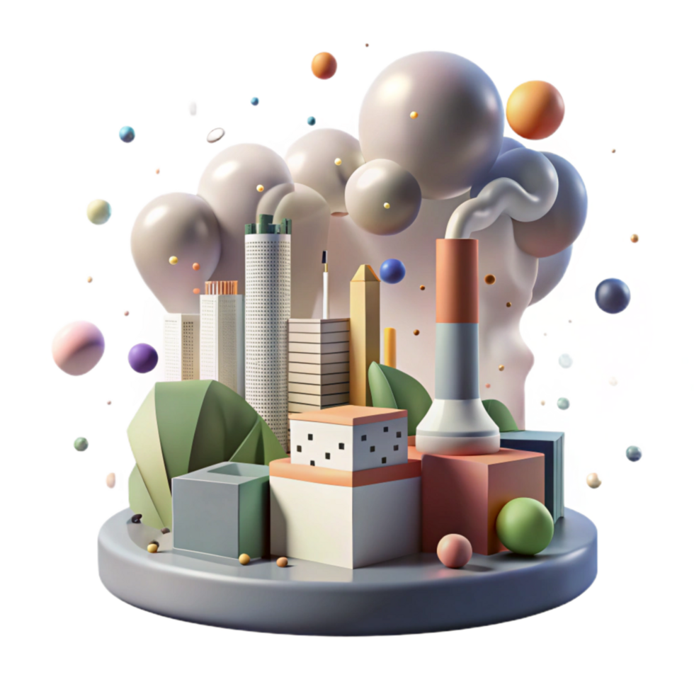 beautiful contemporary Air Pollution City Smog Isolated with Hazy Overlay exclusive png