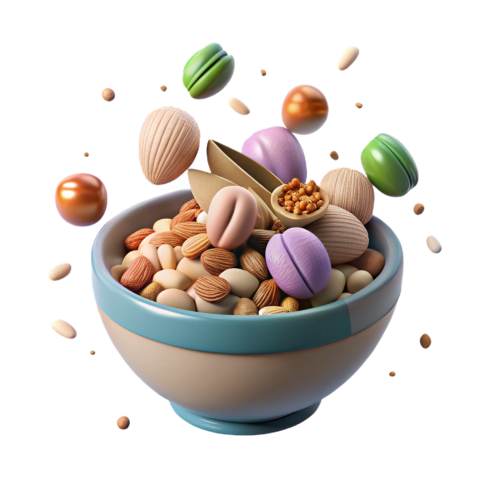 elegant rustic Bowl of Mixed Nuts Cutout high resolution png