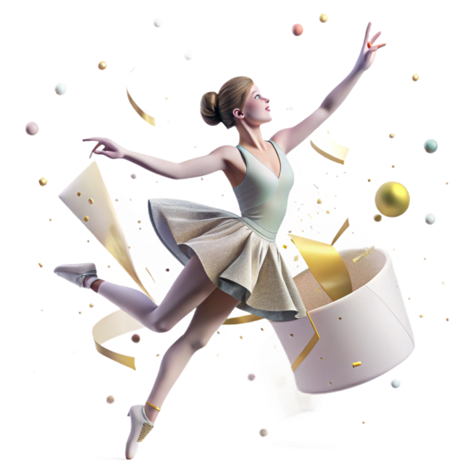 impressive vintage Ballet Dancer Poised Graceful Posture Transparent Background high quality png
