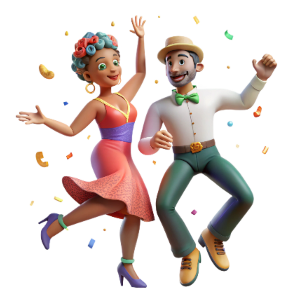 wonderful vintage Dynamic Duo in Salsa Dance Isolated on White authentic png