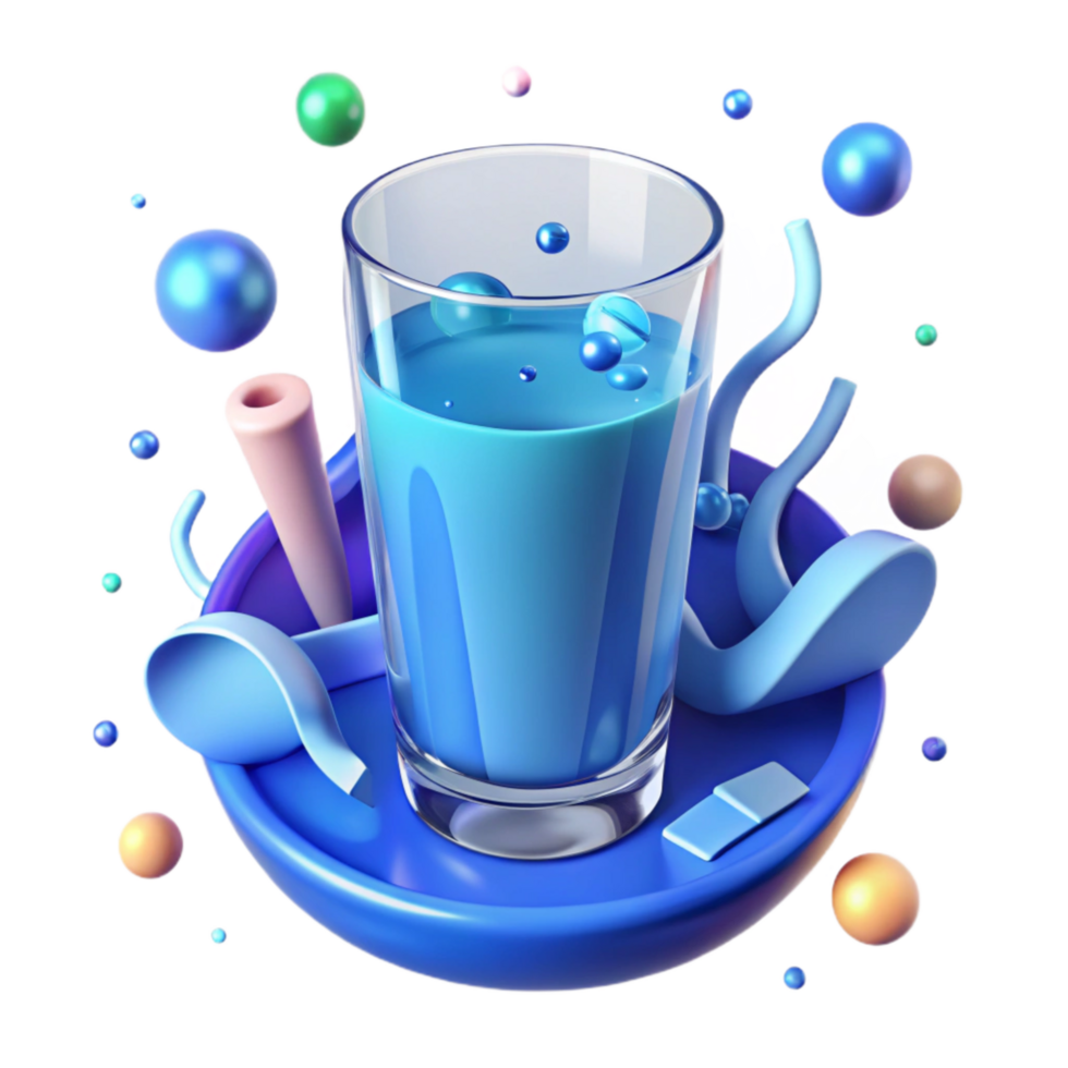 vibrant modern Clean Water Glass Blue Isolated premium png
