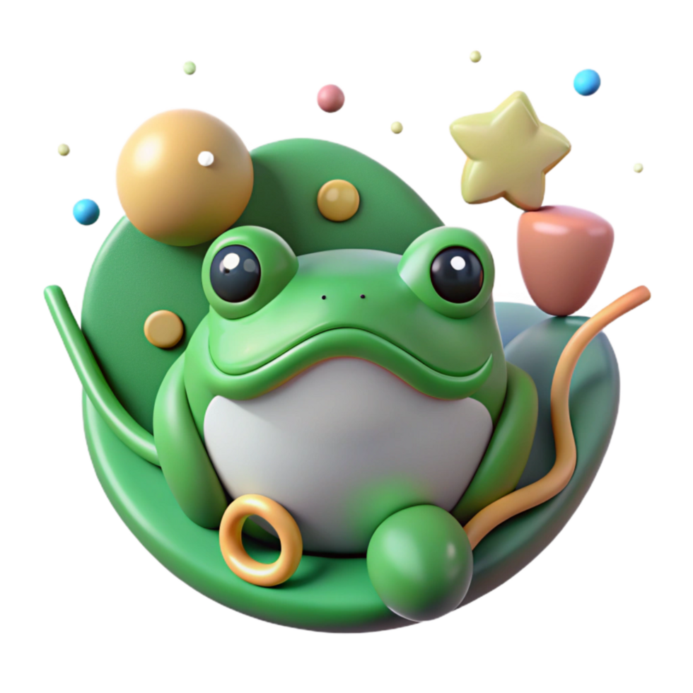 beautiful creative Frog and Lily Pad Icon Cutout Green and White png