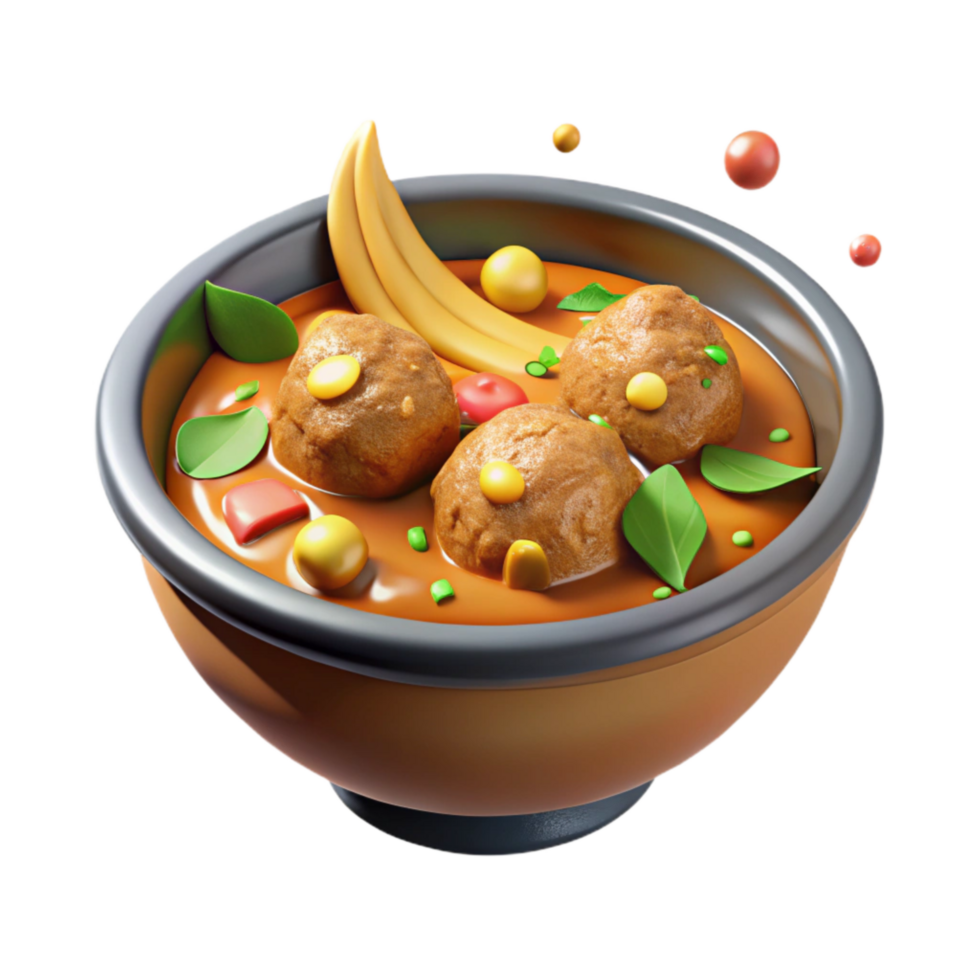vibrant vintage Chicken Curry in a Bowl Transparent Background detailed png