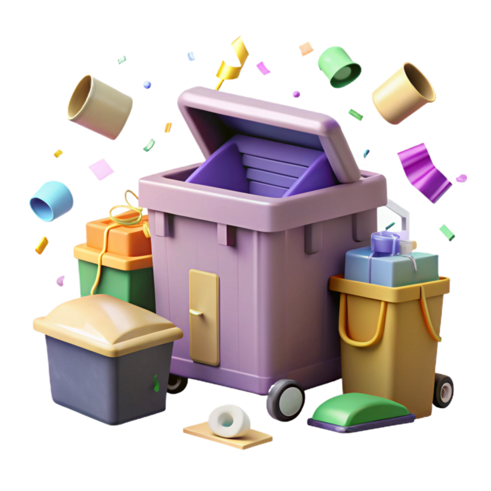 impressive minimalist Community Recycling Center with Bins Isolated original png