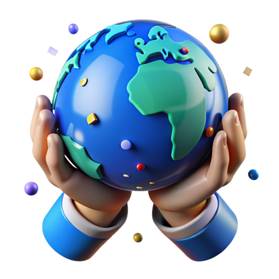 extraordinary rustic Blue Globe Held in Hands Isolated Element high quality png