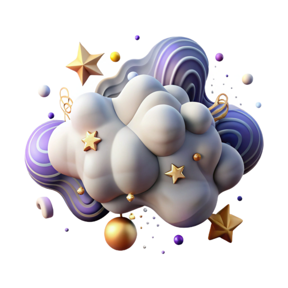 dramatic modern Dramatic Cloudscape with Stars Transparent Background high quality png