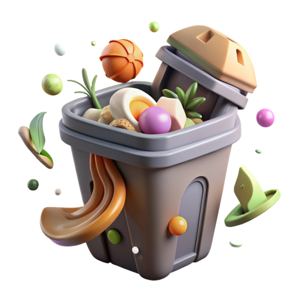 dramatic abstract Composting Bin with Food Scraps Isolated premium png