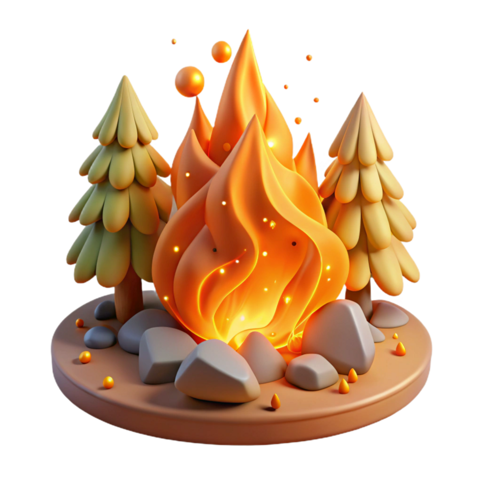 dramatic abstract Forest Fire Orange Glow Transparent Background detailed png