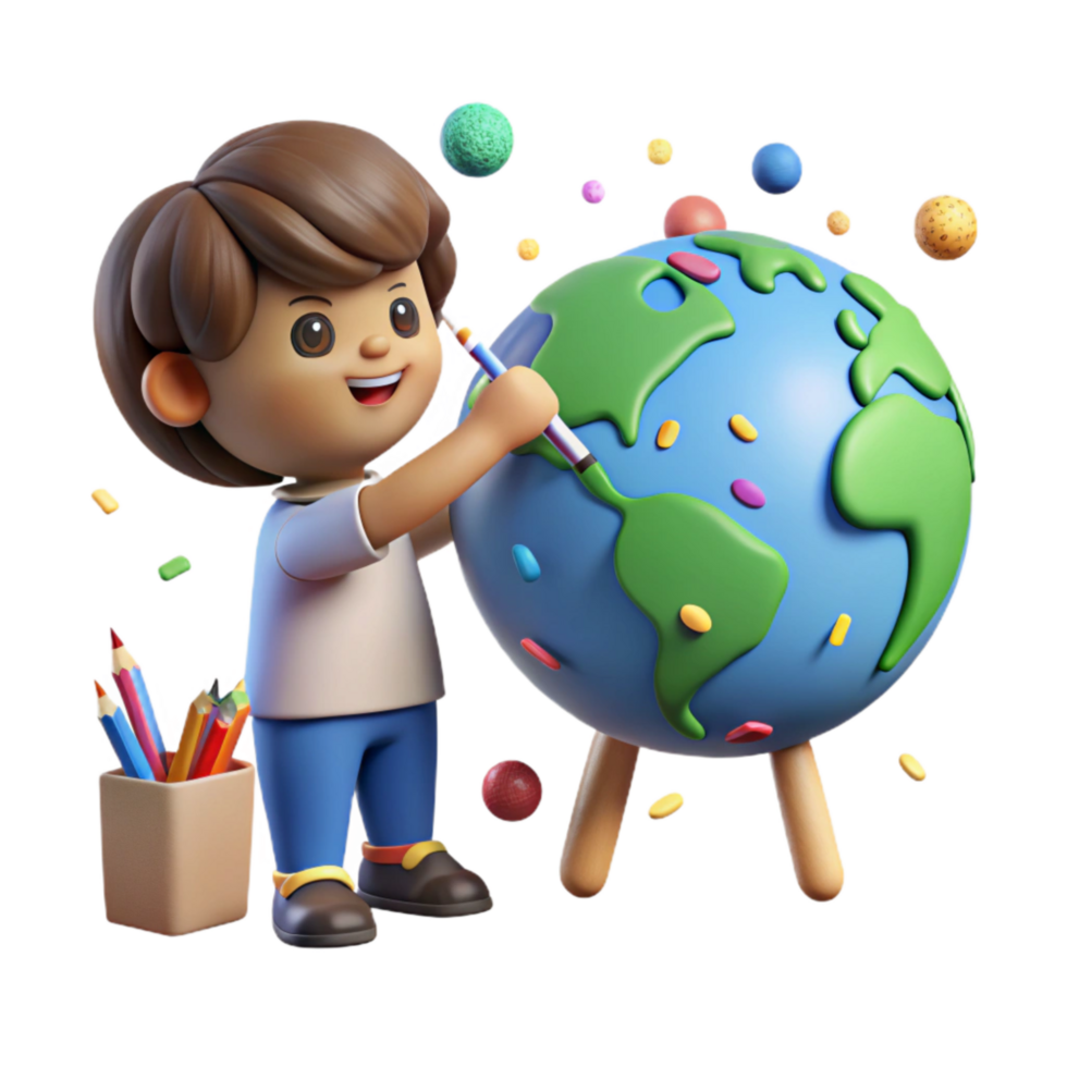 stunning classic Child Drawing Picture of Earth Isolated Element png