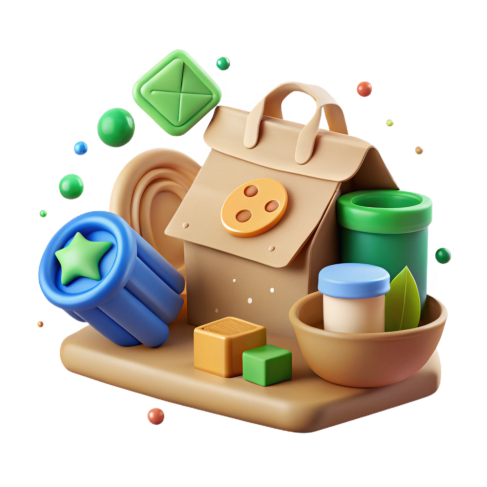 beautiful minimalist Eco Friendly Packaging Icons Isolated White Background premium png