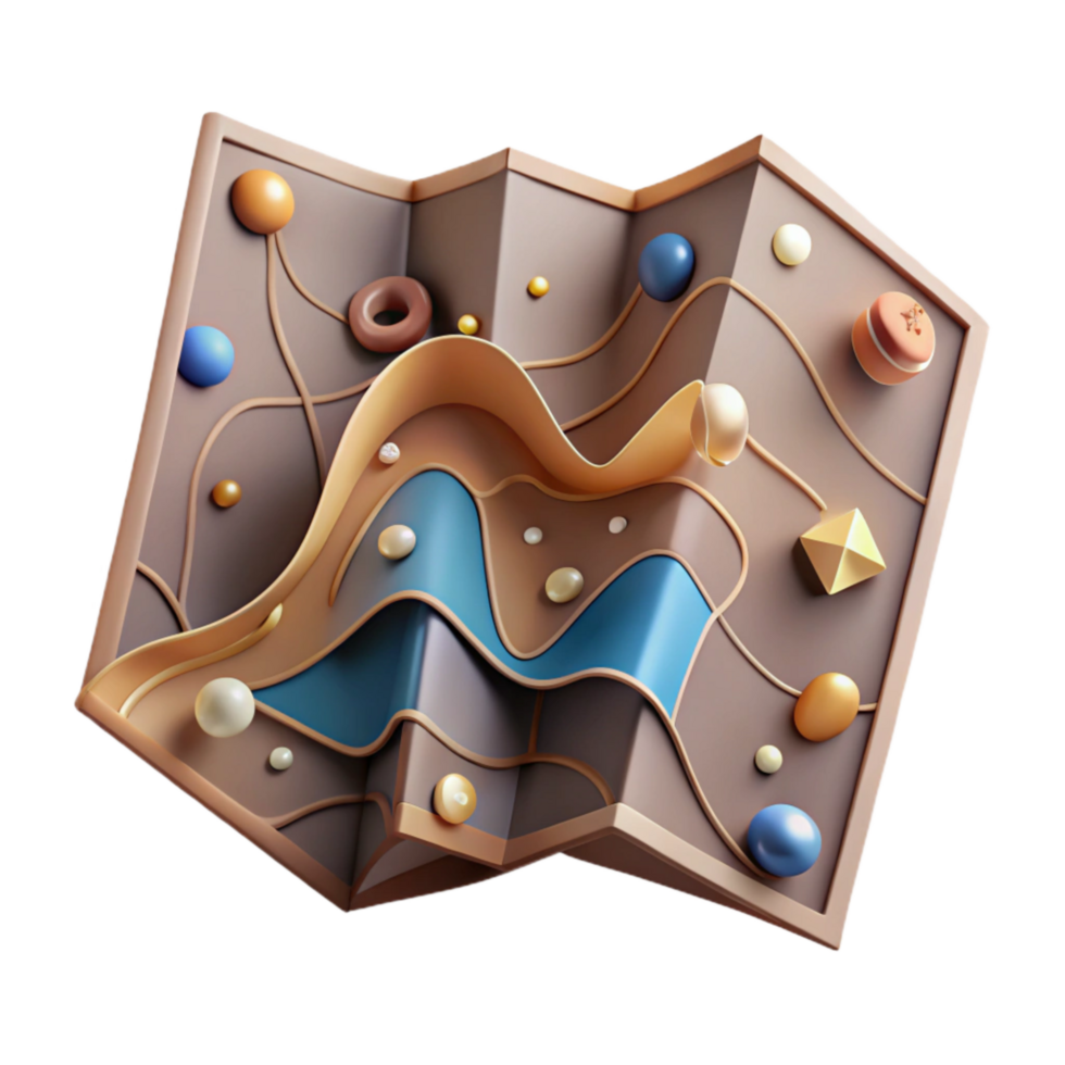 impressive abstract Folded Trail Map Worn Edges Cutout genuine png